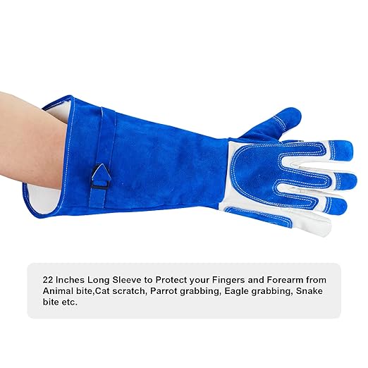 AOWPFVV Leather Animal Handling Gloves, Multipurpose Pet Glove for Grooming, Grabbing Reptile,Trips to Vet. Puncture Scratch Resistant, Bite Proof for Cat Dog Bird Falcon Livestock Snake