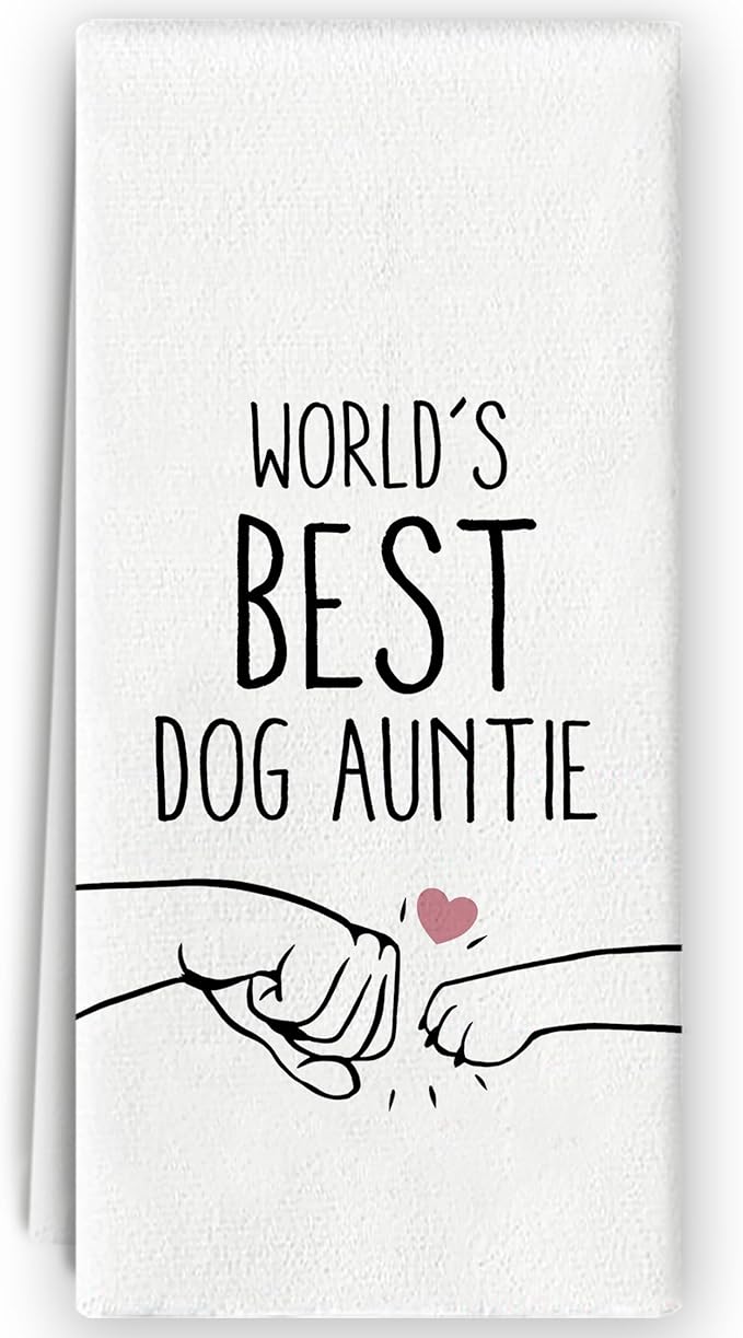 Dog Auntie Kitchen Towels - Dog Lovers Gifts for Aunt, World's Best Auntie Decorative Hand Towels Dish Towels for Bathroom Kitchen 16x24 Inch