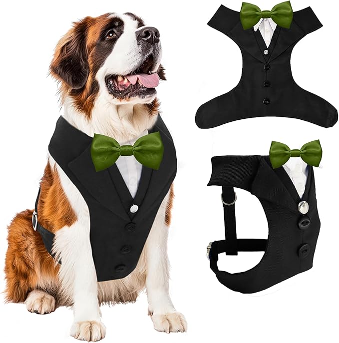 AVERYDAY Dog Tuxedo for Wedding Outfit, Dog Suit and Tie Costumes for Birthday, Halloween, Cosplay, Christmas Party, Pet Formal Wear with Bowtie, Tux for Medium Large Dogs, Bulldog, Labrador, Husky