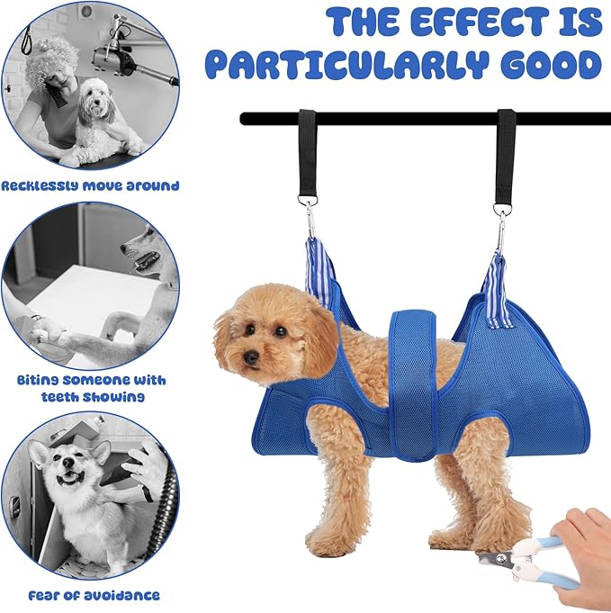 14 Pcs Dog Grooming Hammock Set, Dog Sling for Nail Trimming, Pet Grooming Harness with Pet Trimming Comb