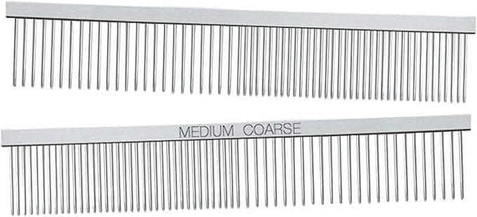 Master Grooming Tools Greyhound Combs — European-Style Combs for Grooming Dogs - Medium/Coarse, 7½",Chrome