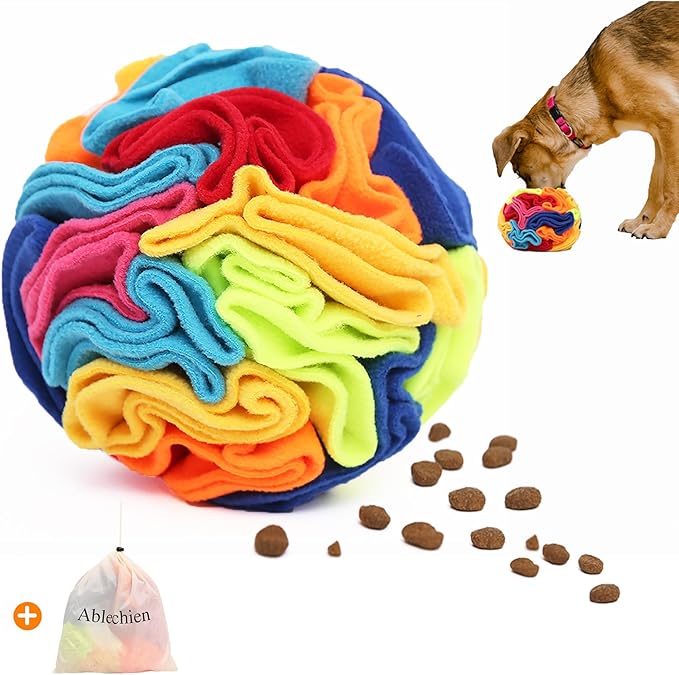 Ablechien Snuffle Ball and Rainbow Interactive Dog Snuffle Snake Puzzle Toy, Interactive Dogs Toys to Keep Them Busy, Puppy Dog Puzzle Toy with Storage Bag Machine Washable