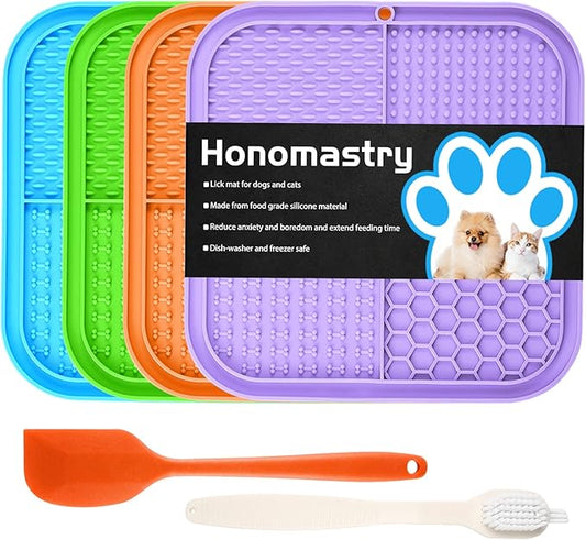 Honomastry Lick Mat for Dogs, Premium Lick Pad with Suction Cups for Dog Anxiety Relief, Slow Feeder Dog Bowls, Bathing, Grooming and Training.