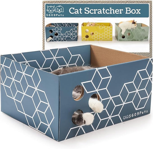 5609PETS Cat Scratching Box, Extra Large Refillable Double-Sided Scratch Pad, No-Mess Cat Scratcher for Indoor Cats