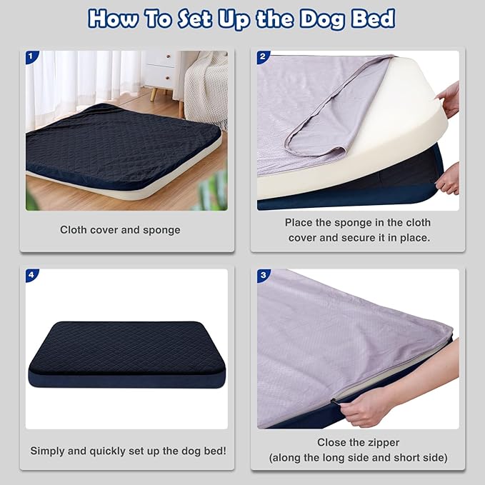 Dog Bed for Extra Large Dogs, Orthopedic Foam Jumbo XL Dog Bed Mattress, 47 Inches Joint Relief Pet Sleeping Bed, Non Slip Bottom with Removable Washable Cover, Dark Grey