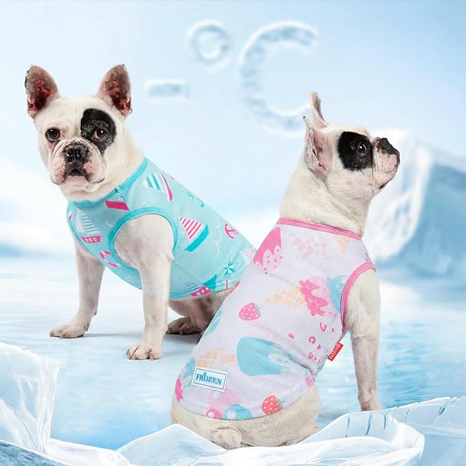 KYEESE 2Pack Dog Cooling Shirt, Breathable Dog Shirt for Small Dogs, Sun Protection Dogs Cooling Vest Tank Top, Lightweight Soft Sleeveless Summer Pet Clothes, Boat+Ice Cream, M