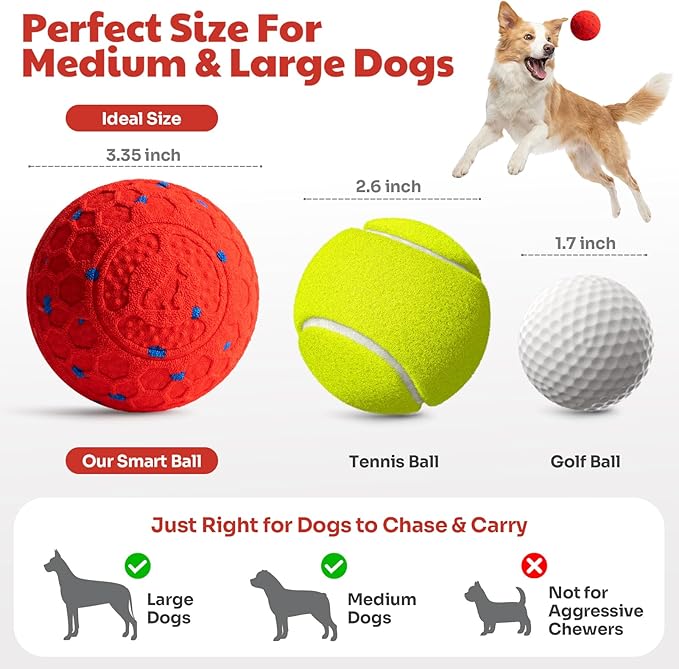 Interactive Dog Ball for Medium & Large Dogs, Automatic Moving Dog Toy with Motion Activation, USB Rechargeable Self Rolling Ball for Boredom Relief, Indoor Exercise & Independent Play