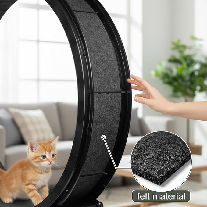 Ripeng 9 Pieces Cat Outer Wheel Pads Compatible with Cat Wheel Replacement Self Adhesive Felt Pads Durable and Non-Toxic Exercise Accessories