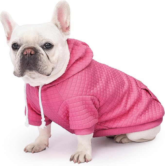 2 Pack Dog Hoodie Sweaters for Small Medium Dogs Warm Dog Clothes for Large Dogs Soft Waffle-Like Laminated Sweatshirt Bulldog (Pink+Rose, M (Back: 15.5",Chest: 21.6", Neck: 13"))