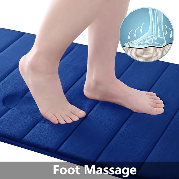 Buganda Memory Foam Bath Mat, 44" x 24", Ultra Soft and Non-Slip Bathroom Rugs, Water Absorbent and Machine Washable Bath Rug Runner for Bathroom, Shower, and Tub, Navy Blue