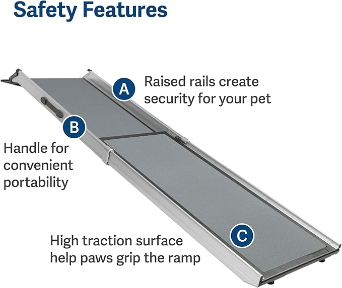 PetSafe Happy Ride Telescoping Dog Ramp, Portable Pet Ramp for Cars, Trucks & SUVs with Adjustable Sizing