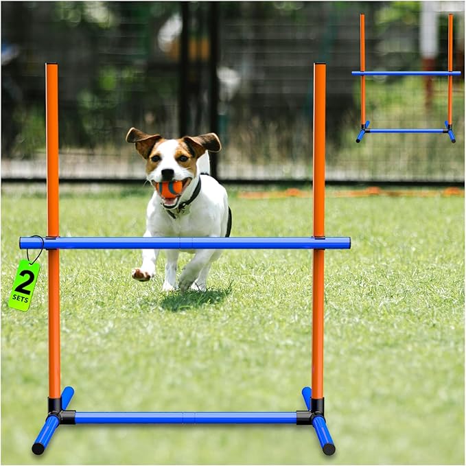 4Set Dog Agility Jumps Hurdle Course Training Equipment for Dogs, Indoor Outdoor Backyard Exercise Equipment