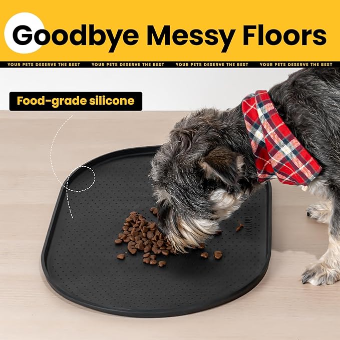 Conlun Dog Food Mat,Raised Edges Pet Food Mats for Spill Containment,BPA-Free Silicone Cat Dog Feeding Mat for Floor Waterproof,Rubber Pet Placemats for Food and Water Bowls 1/2 Inch