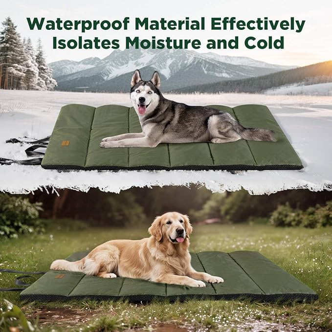 Gimars Upgraded XL Outdoor Dog Bed with Waterproof Film, Easy to Roll Up with Buckle, Large Travel Pet Bed for Large & Extra Large Dog, Portable, Foldable, Washable for Camping,Traveling,Grey