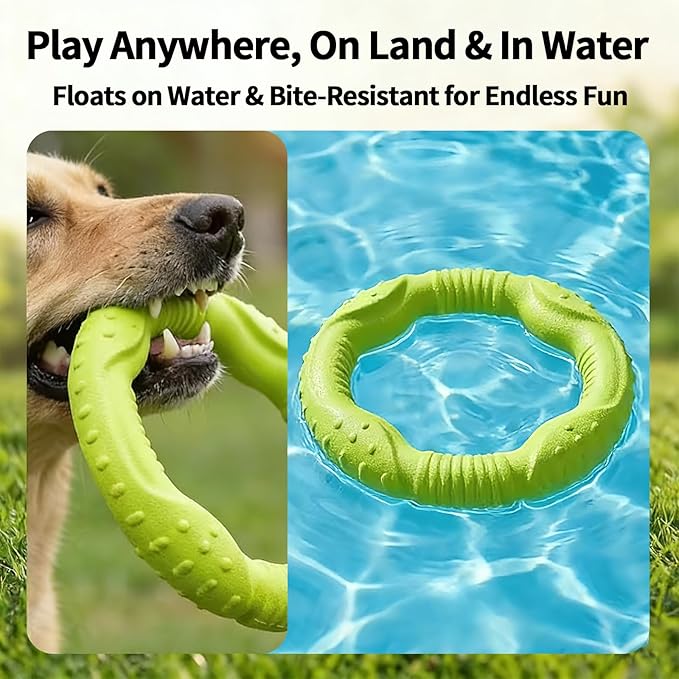 LaRoo Dog Ring Toy, Durable Soft Flying Disc for Throwing Catching Grabbing, Water Floating Dog Training Fetch Ring for Medium Large Breeds, Outdoor (Green/11.8Inch)