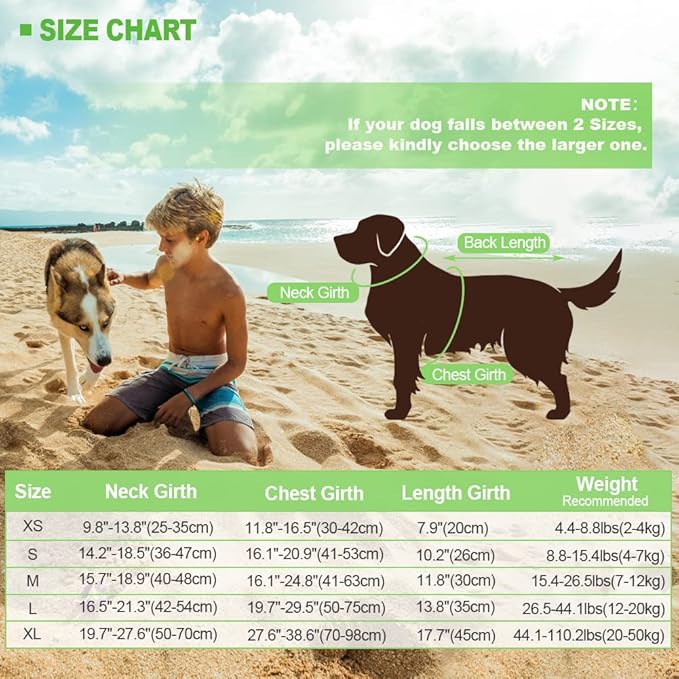 EMUST Shark Life Jackets for Dogs, Adjustable Ripstop Dog Life Vest for Water Safety Pet Life Vest with Rescue Handle Safety Vest for Swimming Pool Beach Boating, (L,Green)