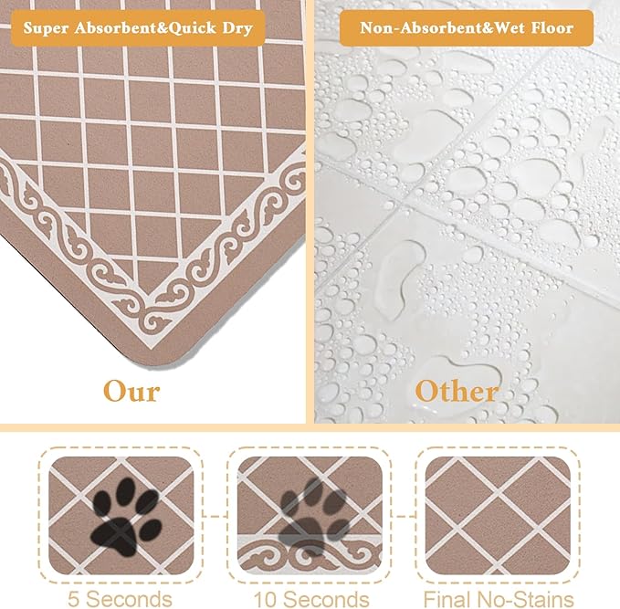 Dog Food Mat for Floors Waterproof Quick Dry Pet Placemat Cat Feeding Bowls Mats for Food and Water, Eco-Friendly Dog Accessories Diatomite Pets Supplies 12" X 20"