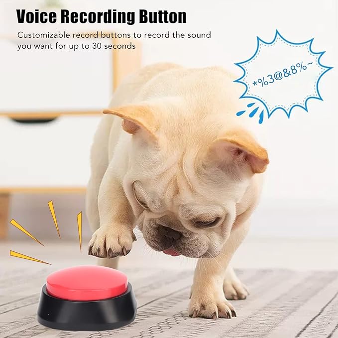 Dog Buttons for Communication, 4PCS Assorted Colors 30s Recording Voice Recording Buttons Pet Training Buzzer for Cat Pet Training