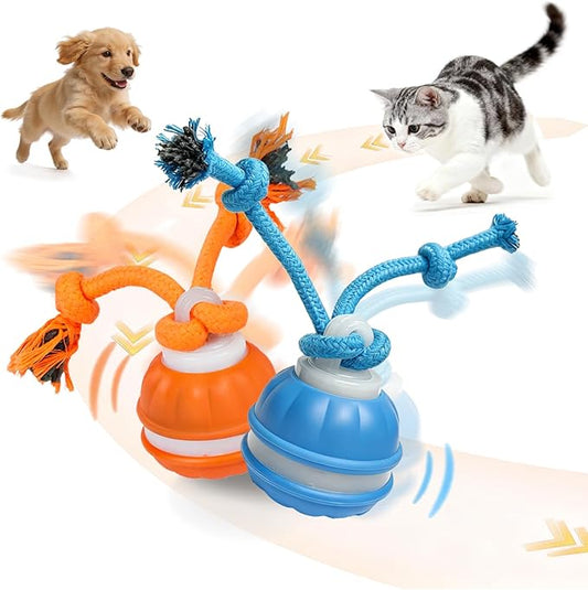 2-Pack Interactive Dog & Cat Toys for Small Dogs Indoor Cats - Auto Moving Balls with Chirping Squeaky Sounds, Rechargeable Motion Activated Boredom Buster, Easter Basket Essentials