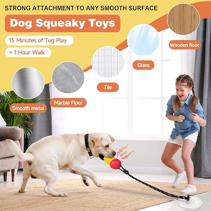 Interactive Dog Puzzle Toy,Cognitive Dogs Toy to Stimulate Their Brain, Treat Dispensing Toys with Slow Feeder, Suction Cup Toys,Red Yellow
