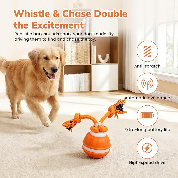 Dog Toys, Interactive Dog Toys, Automatic Interactive Dog Ball, 3 Modes Motion Activated Dog Balls for Medium Large Dogs, Type-C Rechargeable & Bite-Resistant, Keep Pets Busy for Small Large Breeds