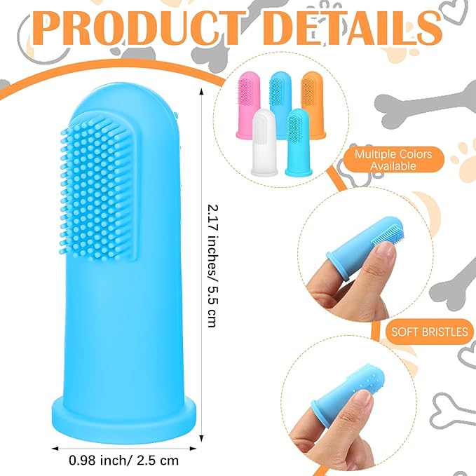 200 Pcs Dog Toothbrushes Bulk Dog Dental Kits 100 Dual Headed Dental Brushes 100 Finger Brushes 360 Degree Dogs Tooth Brushing Kits Easy Teeth Pet Cleaning Soft Care for Puppy Cats Supplies