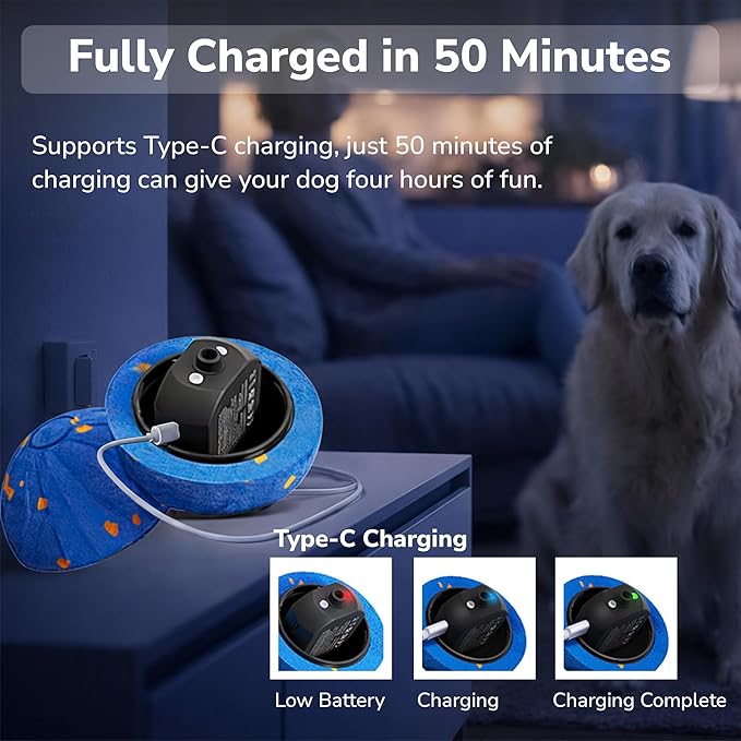 Smart Automatic Moving Dog Toy for Medium & Large Dogs, Resistant E-TPU Material, Rechargeable, Waterproof, Keeps Dogs Busy Indoors