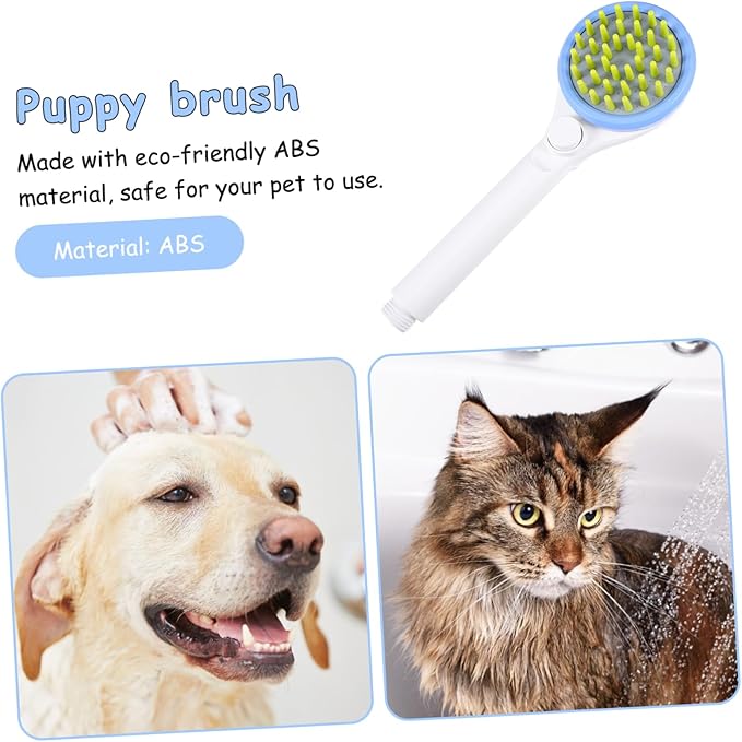 Portable Pet Shower Sprayer with Hose Abs Dog Bath Brush and Puppy Massage Tool for Comfortable Grooming Suitable for Long Hair Dogs and Cats