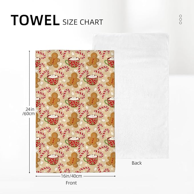 Christmas Kitchen Towels Brown Gingerbread Man Winter Dish Towels 16×24 Inch Soft Absorbent Marshmallow Candy Xmas Hand Cloths Decorative for Kitchen Drying Set of 2