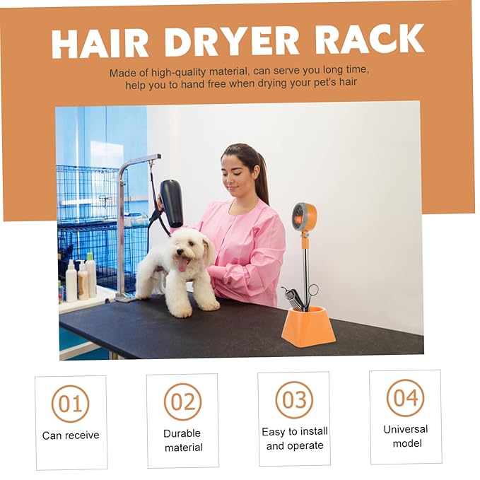 Floor-Standing Hair Dryer Holder Punch-Free Rack for PET Grooming Adjustable Height Stand for Easy Storage for Home and Salon Use