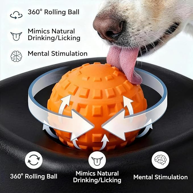 Dog Licking Bowl with Rolling Ball, Slow Feeder Dog Bowls, Spill-Resistant Dog Lick Bowl, Lick Sphere Puzzle Feeder for Liquid Treats, Interactive Slow Eating Toy for Anxiety Relief Boredom