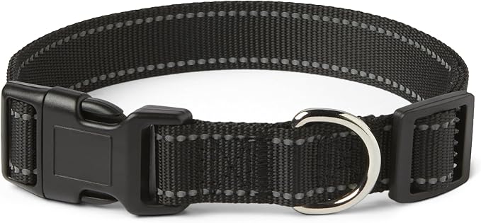 Amazon Basics Polyester Dog Collar L, Adjustable Length 18.5"-29.5", 1.4" W, Black
