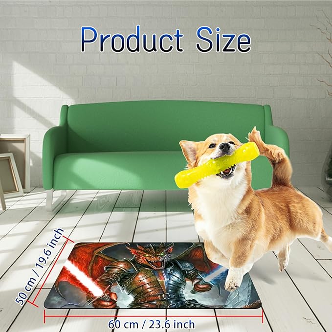 Dog Food Mat, 19.6" x 23.6" Absorbent Pet Feeding Mat for Food and Water, Waterproof Diatom Mud Pet Placemat with Non-Slip Rubber Backing, Easy Clean Cat Bowl Mat for Floors - Officer Long