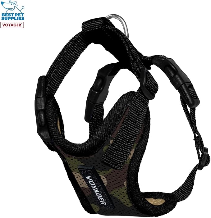 Best Pet Supplies Voyager Step-in Lock Pet Harness w Reflective Pet Leash Combo Set with Neoprene Handle 5ft - Supports Small, Medium and Large Breed Puppies/Cats - Army/Black Trim Set, XXXS