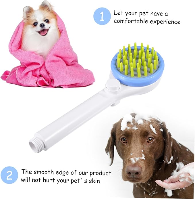 Luxshiny Dog Shower Combing Sprayer with Hose Handheld Pet Bath Brush with Massage Function Abs Durable Material for Puppy Grooming and Easy Water Rinse
