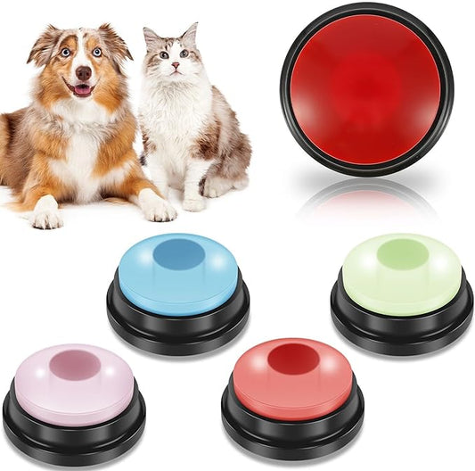4Pcs Dog Button with 4 Color Dog Talking Button Recordable Pet Training Buzzer Portable Communication Button Battery Powered Pet Training Button Fun Voice Recording Button for Dogs