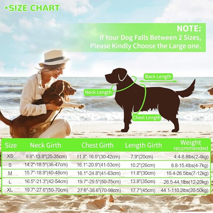 EMUST Dog Life Jacket for Large Dogs, Ripstop XL Pet Float Vest with Rescue Handle for Water at Pool, Beach, Boating (XL,Green)
