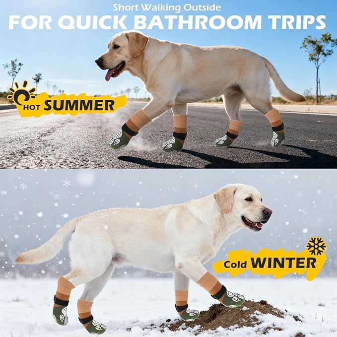 EXPAWLORER Anti Slip Dog Socks to Prevent Licking Paws, Dog Shoes for Hot Pavement, Dog Booties for Hardwood Floors, Dog Boots & Paw Protectors with Grippers for Small Medium Large Senior Dogs L