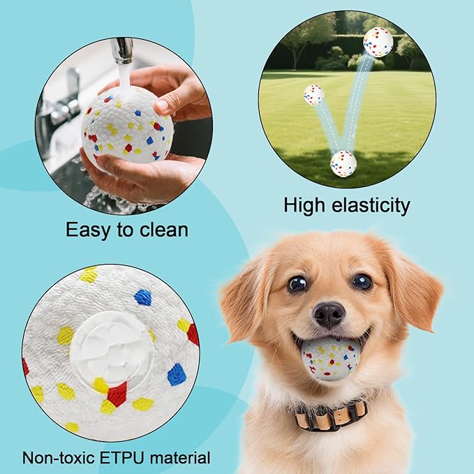 6 Pack Dog Balls, Specially Designed for Dogs that Like to chew, 2.2inch Stain-Resistant/Easy-Clean White Balls, Perfect for 2.2 Inch Automatic Dog Ball Launcher (ETPU Material)