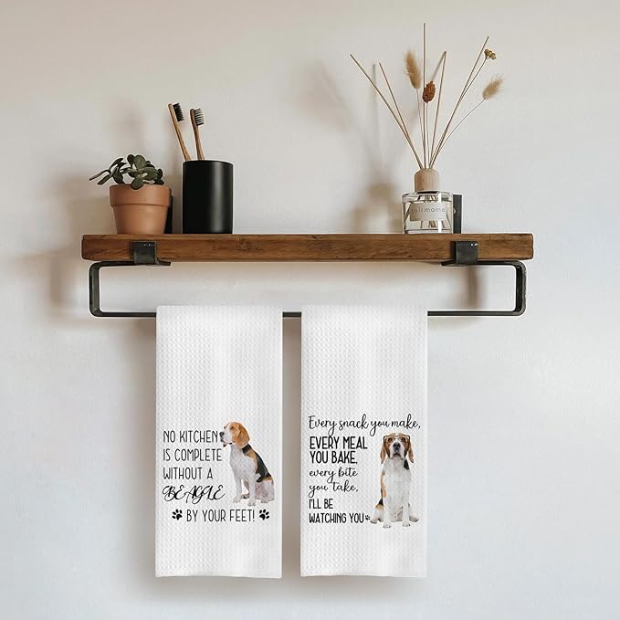 Beagle Gifts Kitchen Towels, Beagle Gifts for Women, Dog Mom Gifts, Beagle Dog Dish Towels Tea Towels for Kitchen, Dog Kitchen Towels for Dog Lovers, Dog Kitchen Decor, 16x24 Inches Set of 2