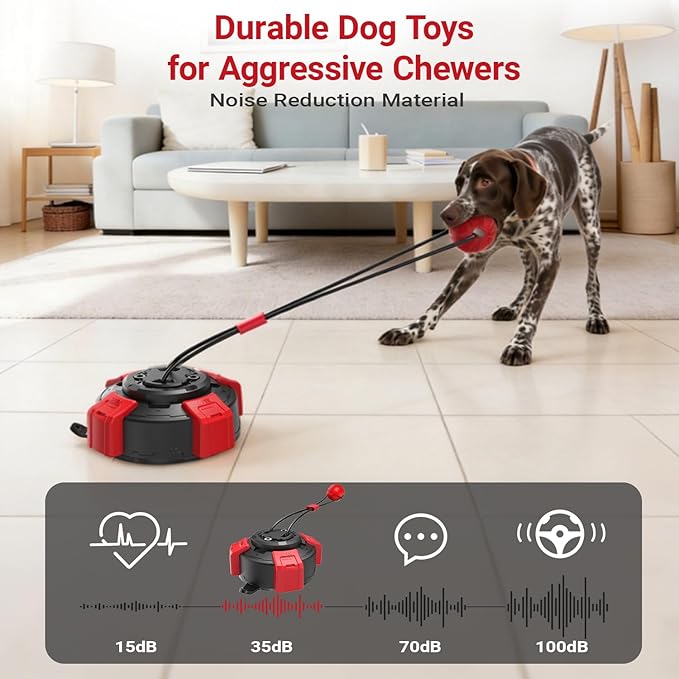 Upgraded Super Strong Suction Cup Dog Toy for Aggressive Chewers, 2.68" Bite Resistant Tug of War Toy, Steel Wire Rope Chew Ball for Medium Large Dogs, Stops Destructive Chewing