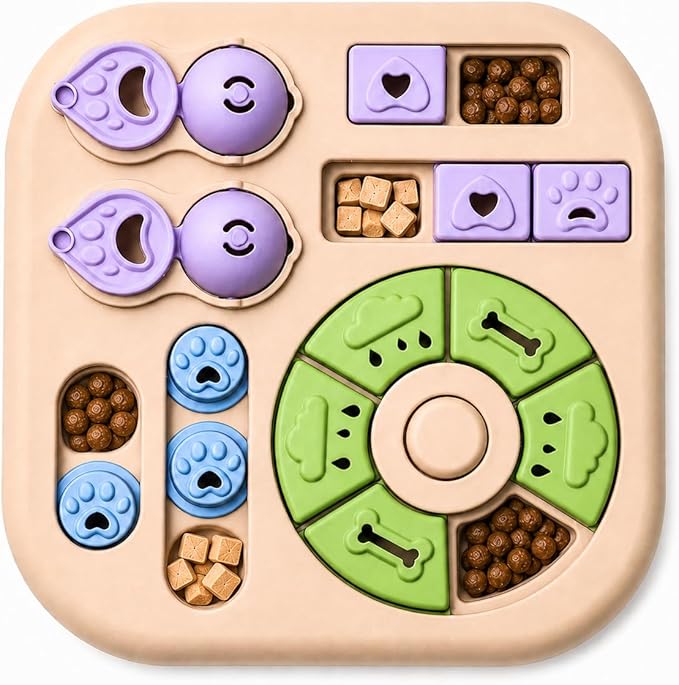 Tee Shirt Galaxy Interactive Dog Treat Puzzle Toys Durable, Dog Puzzle Toy IQ Training Slow Feeder for Large Medium Small Dogs, Squeak Enrichment & Mental Stimulation,Khaki