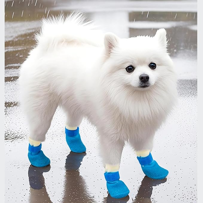 Dog Boots,Dog Paw Protectors Socks for Hot Pavement,Anti Slip Dog Shoes for Hardwood Floors_S(Blue)