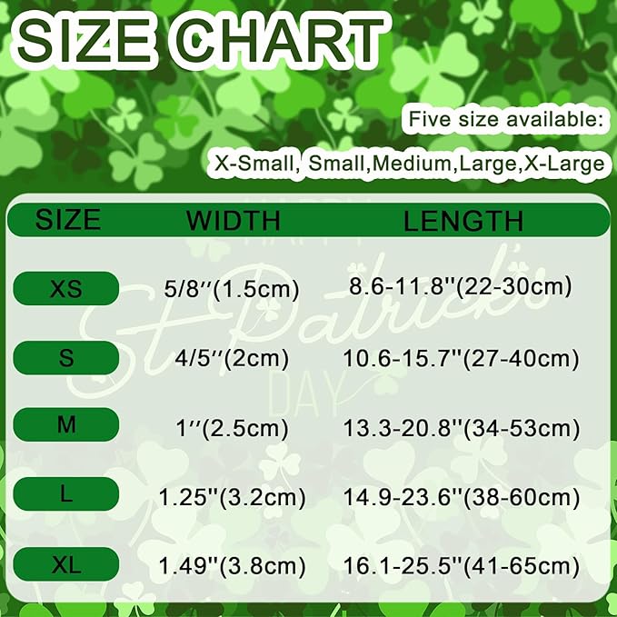 St. Patrick's Day Dog Collar with Bow Tie, Cotton St. Patrick's Day Bowtie Collar for Girl Boy Dog, Lucky Shamrock Dog Collar with Metal Buckle, Spring, L