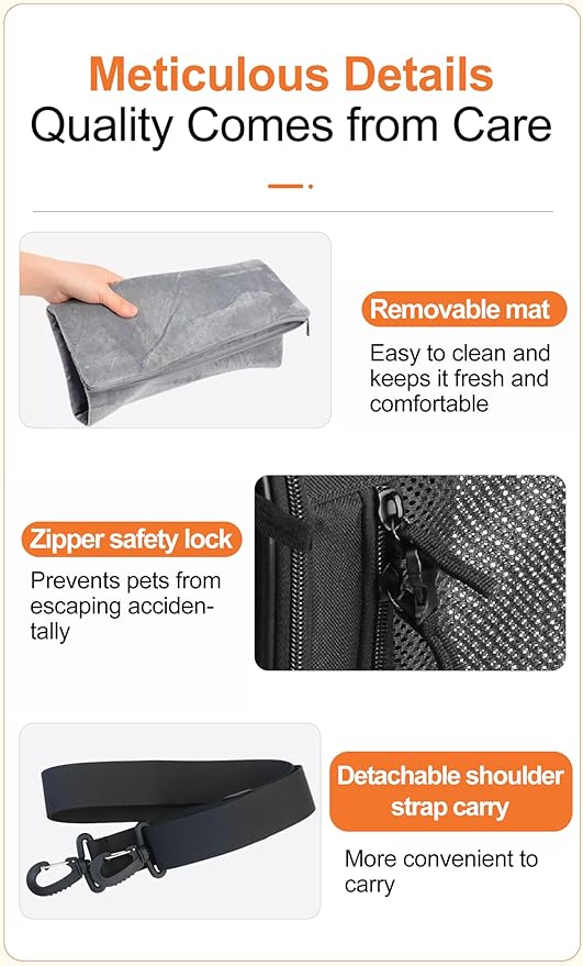 2-in-1 Cat Carrier for 2 Cats, Foldable Double Cat Carrier,Two Pets Carrier for Outdoor Travel with Secure Zipper Locks