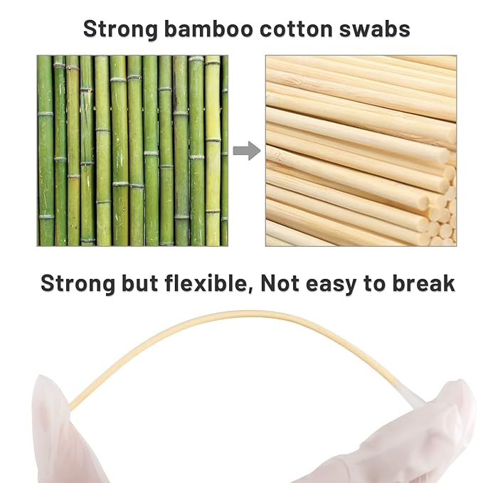 1000PCS 6" Cotton Swabs - Long Cotton Swab with Bamboo Sticks - Lint Free, Highly Absorbent Single Tipped Applicators for Makeup, Pet Care, Home Cleaning