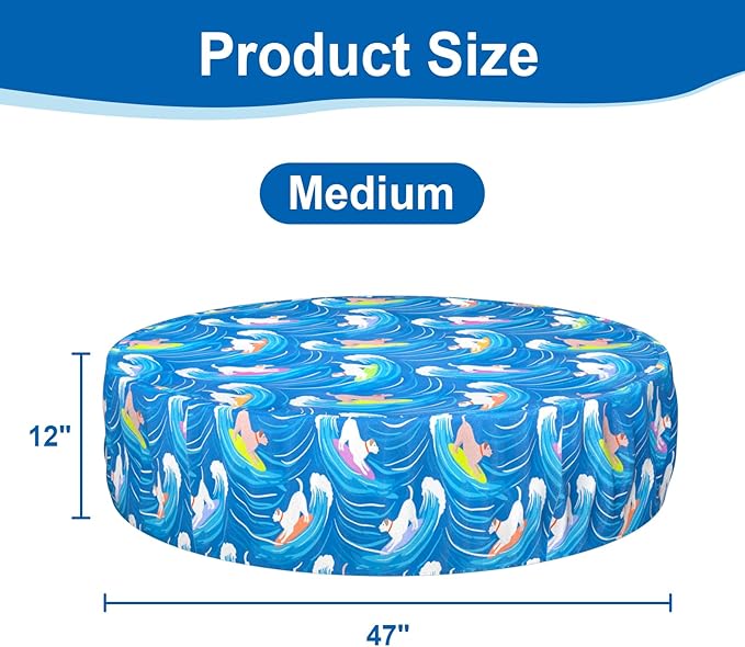 Foldable Round Dog Swimming Pool Cover, for 32 "/63“/48” Collapsible Outdoor Tub, PVC Coating Waterproof and UV Protection, Leakproof Washable Kiddie Pet Small Paddling Bath Accessories