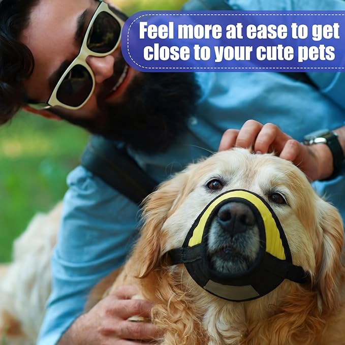 Shinylin 6 Sizes Dog Muzzle, Basket Air Mesh Muzzles Breathable Adjustable Full Coverage Dog Muzzle Cover for Small Medium Large Dogs, Anti Biting Barking Chewing (Adhesive)