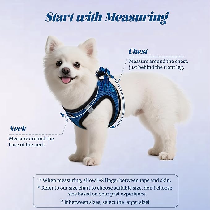 YIMEIS Dog Harness and Leash Set, No Pull Soft Mesh Pet Harness, Reflective Adjustable Puppy Vest for Small Medium Large Dogs, Cats (Royal Blue & Black, Medium (Pack of 1)