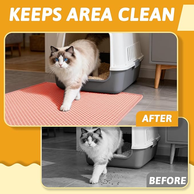 Pieviev Cat Litter Mat Double Layer Waterproof Urine Proof Trapping Mat 1 Pack (Red, 30x24 Inch (Pack of 1))